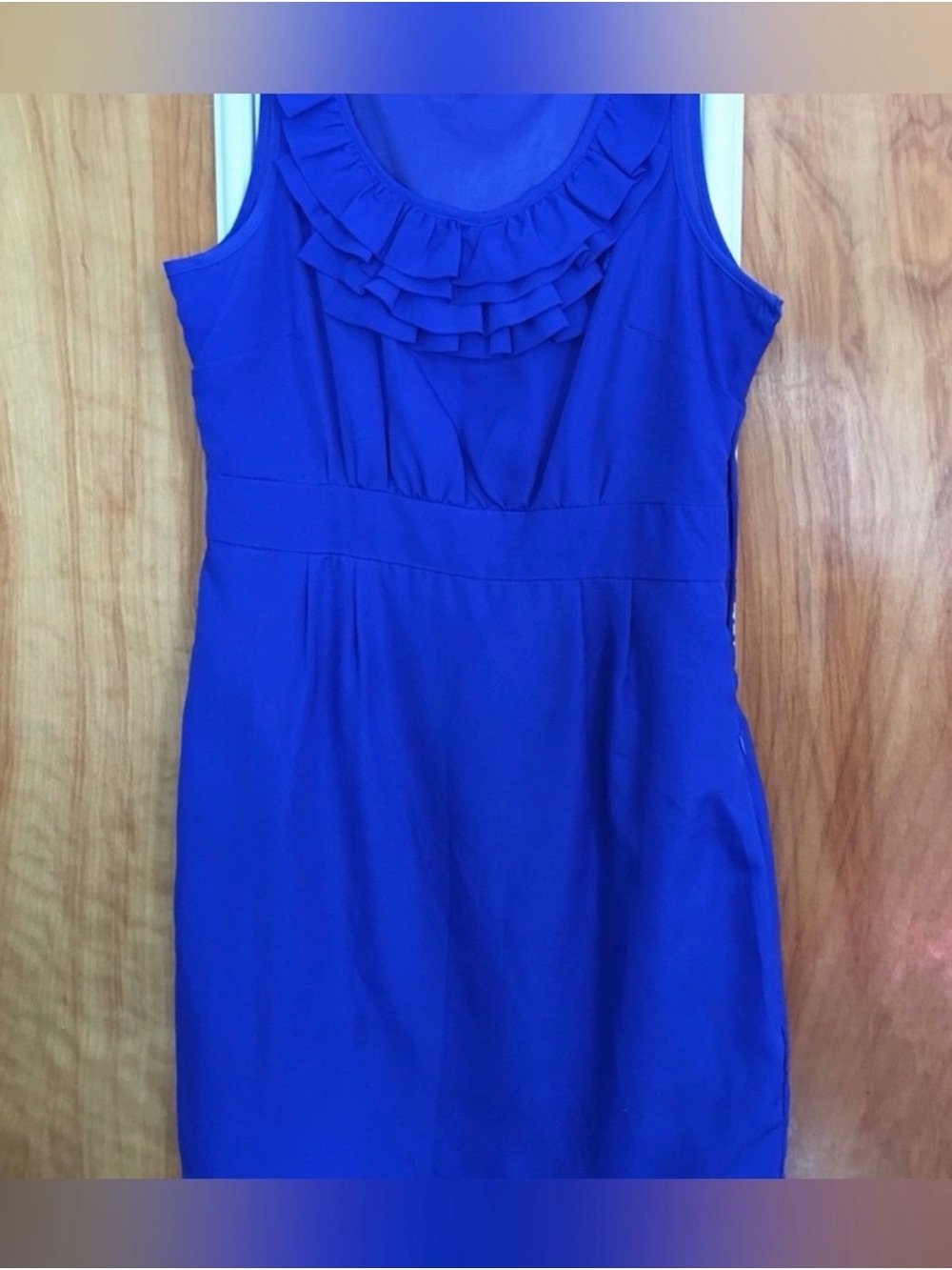Forever 21 Cobalt Blue Sleeveless Ruffle-Neck Sheath Dress